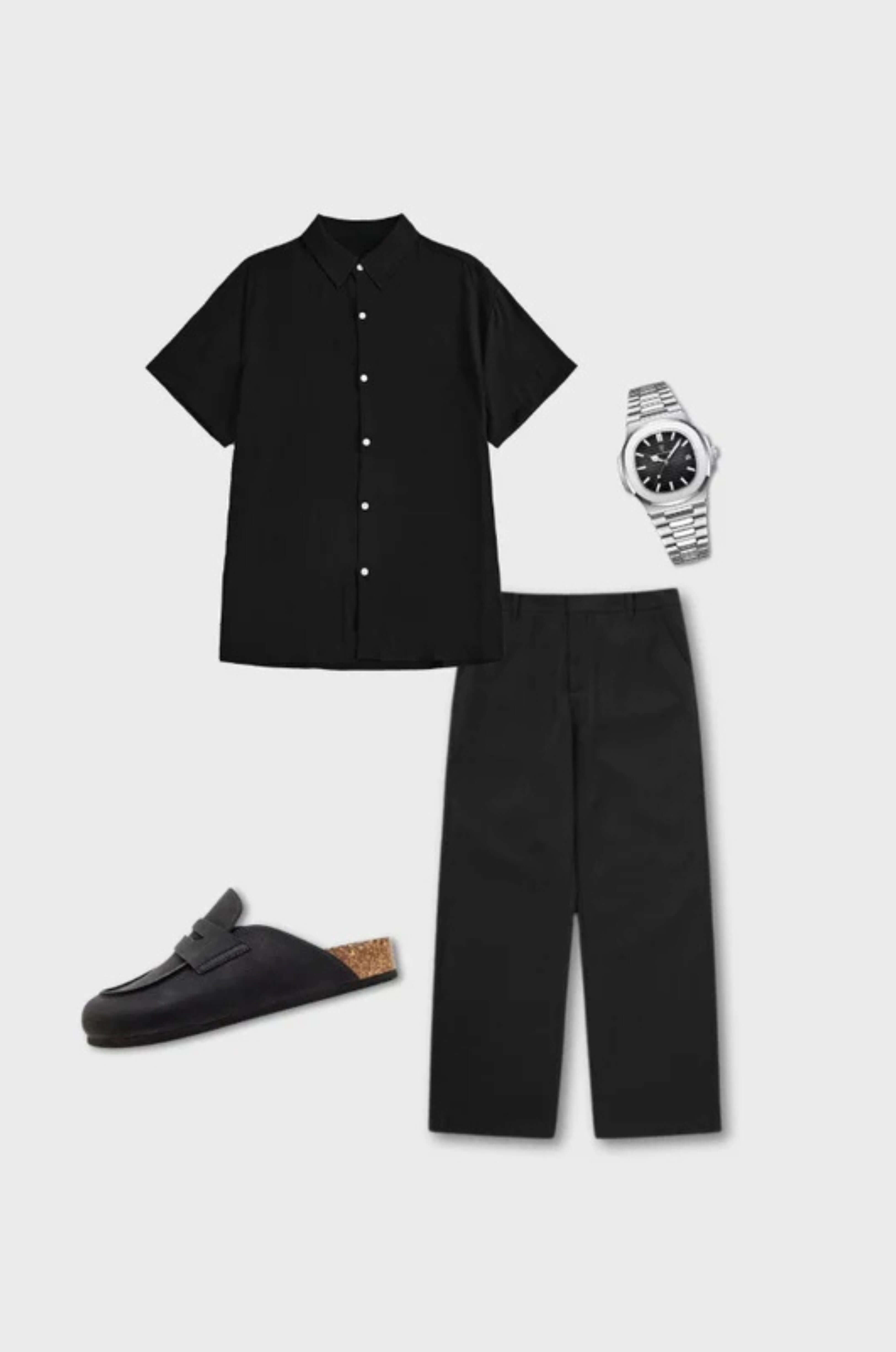 Lässiges komplett schwarzes Set