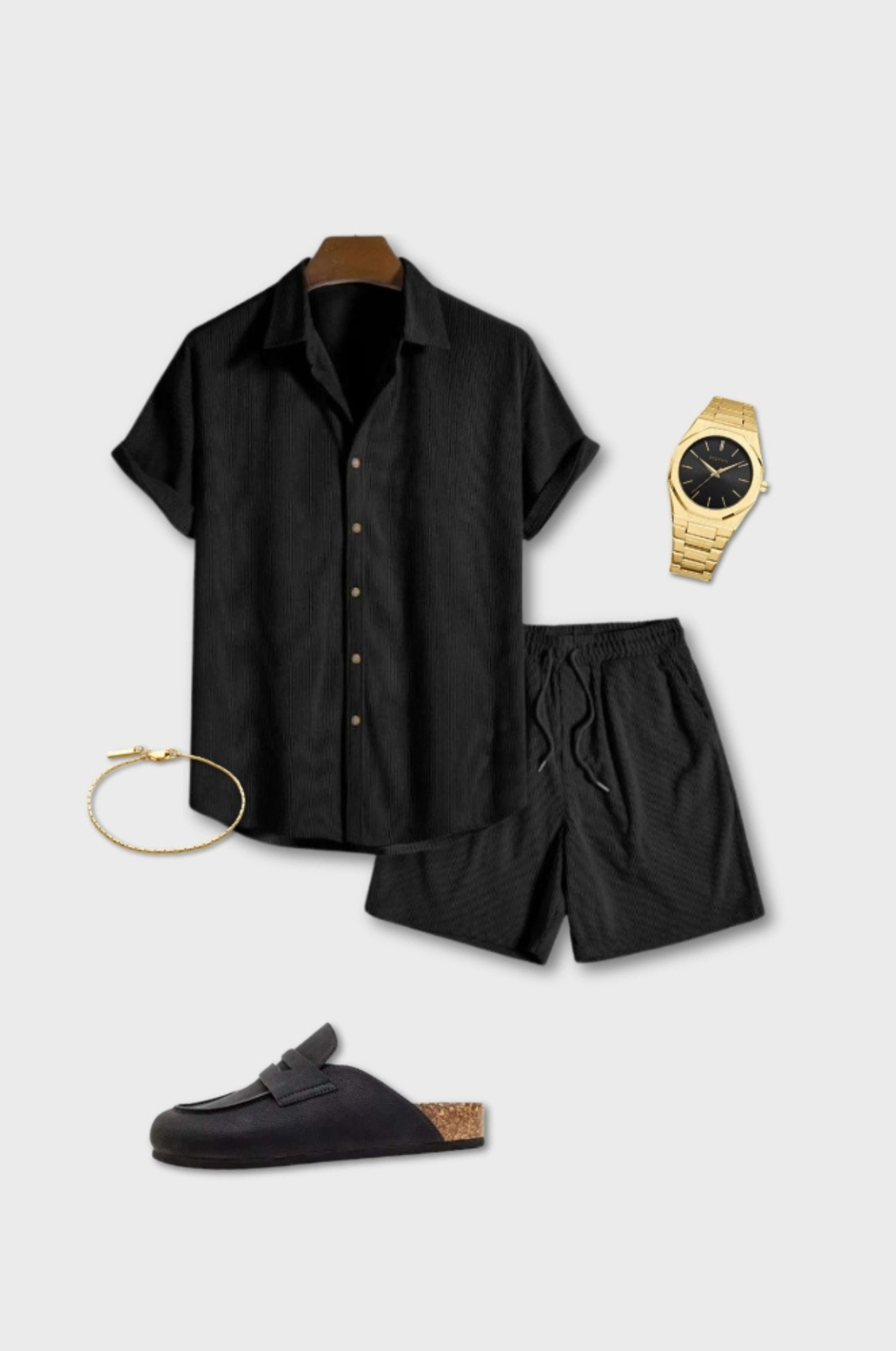 Black & Gold Corduroy Set